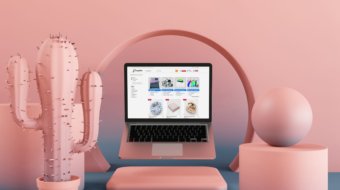 Blank screen Laptop computer with element PSD Mockup