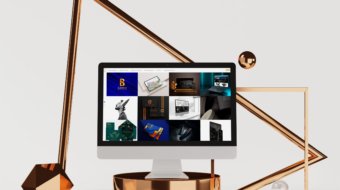 Computer on table in work space PSD MOCKUP